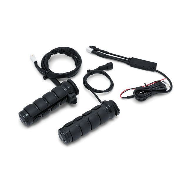 Heated ISO Grips Gloss Black For 96-20 H-D With Dual Throttle Cables