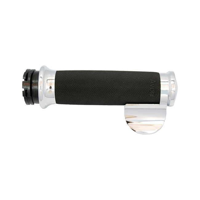 Custom Contour Grips Chrome / Black Rubber For 96-21 H-D With Dual Throttle Cables (Excl. Street)