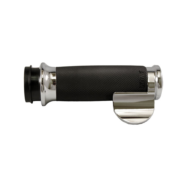 Custom Contour Grips Chrome / Black Rubber For 08-21 H-D With E-Throttle (Excl. 18-21 FLTRXSE)