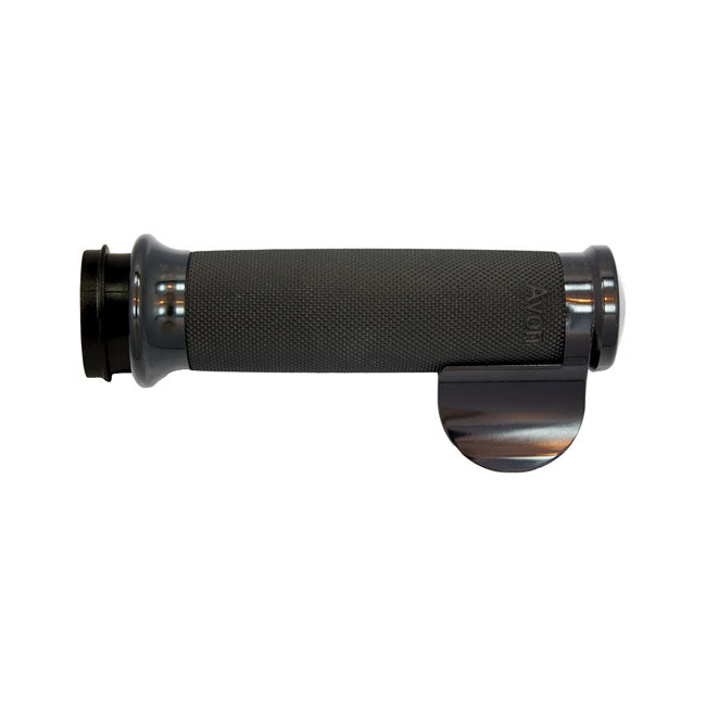 Custom Contour Grips Black Anodized / Black Rubber For 08-21 H-D With E-Throttle (Excl. 18-21 FLTRXSE)