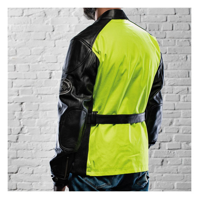 Quattro Vision Leather Jacket Black / Fluo Yellow