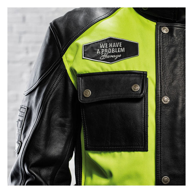 Quattro Vision Leather Jacket Black / Fluo Yellow