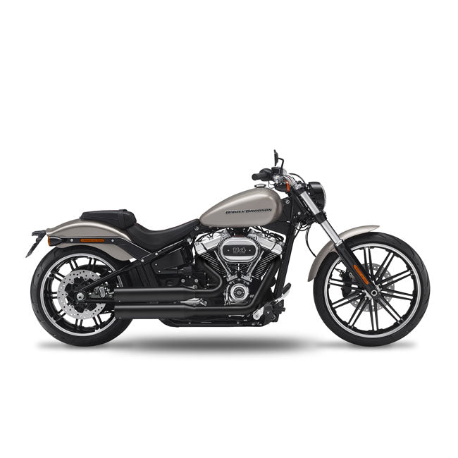 Straight Cut Short Fusion Long 2-2 Exhaust Black For 114" M8 Softail Models: 21-22 Breakout