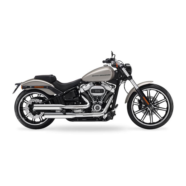 Straight Cut Short Fusion Long Slip-Ons Chrome For 114" M8 Softail Models: 18-20 Breakout