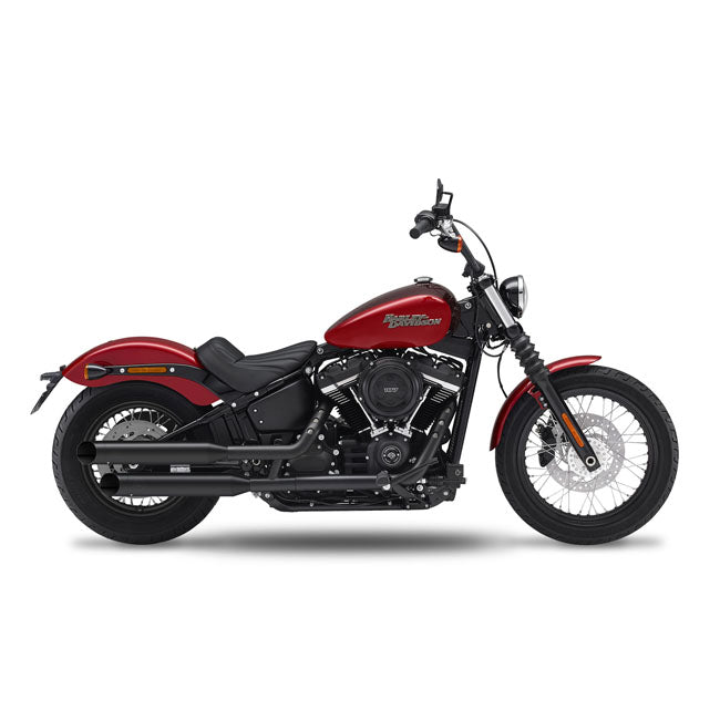 Big Slash End Caps Fusion Long Slip-Ons Black For 114" M8 Softail Models: 2021 Lowrider