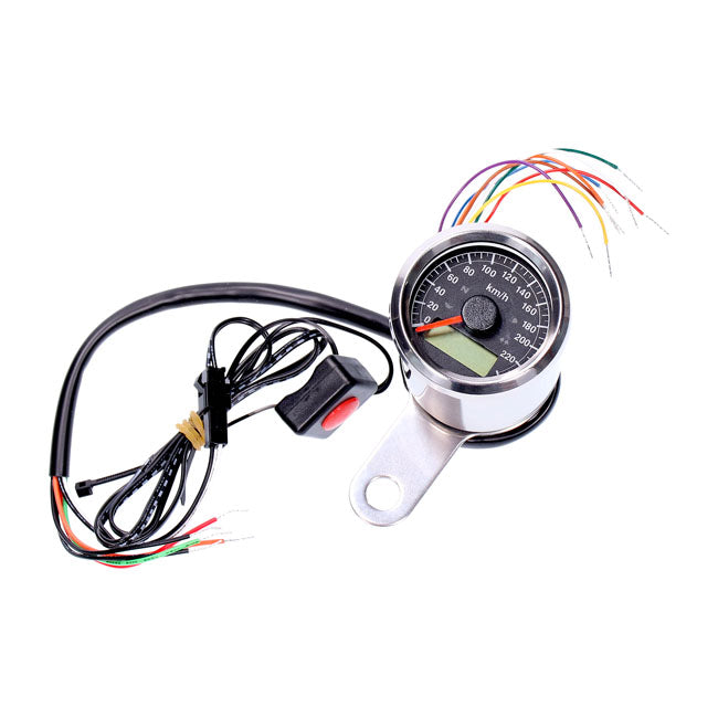 Stoker Electronic Speedometer 48mm Chrome Black Face