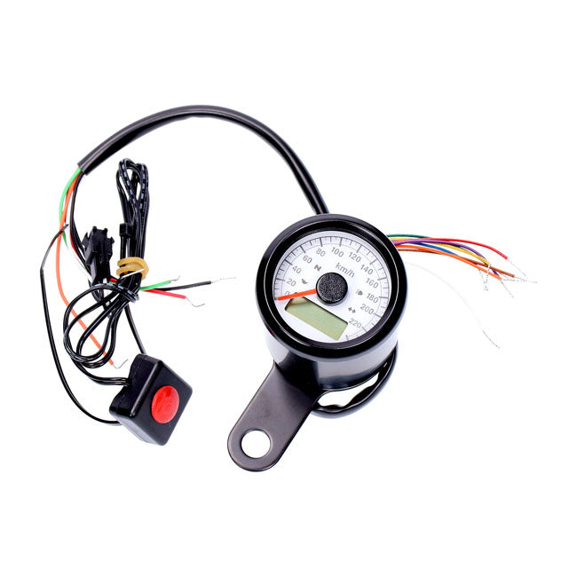 Stoker Electronic Speedometer 48mm Black White Face