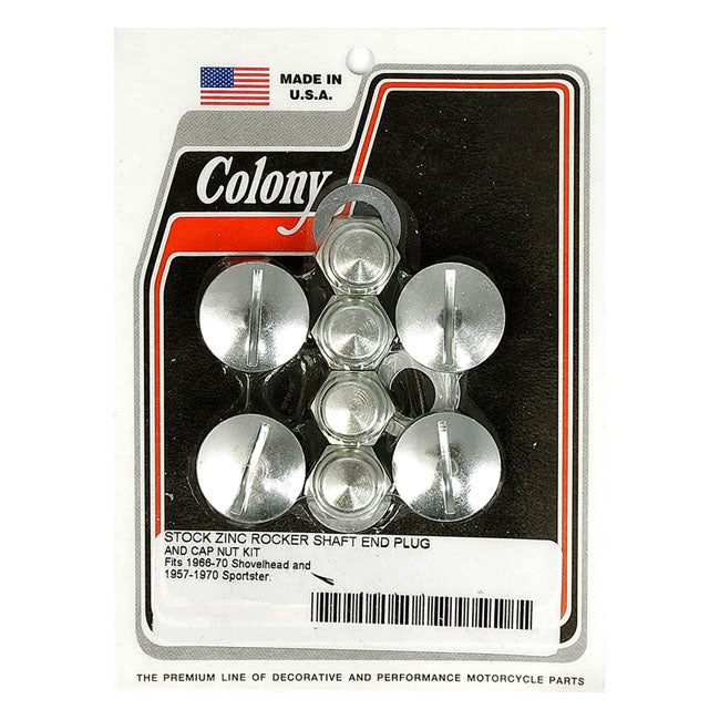 Rocker Shaft Plug & Nut Kit Slotted Zinc For 66-E71 Shovelhead