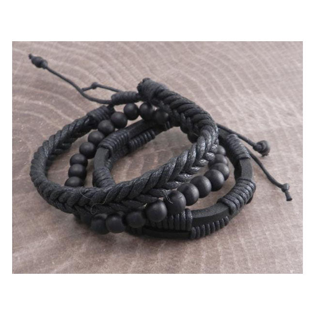 Rope Sliders & Wood Bead Bracelet Black