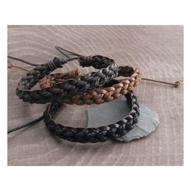 Leather Flat Braid Woven Bracelet