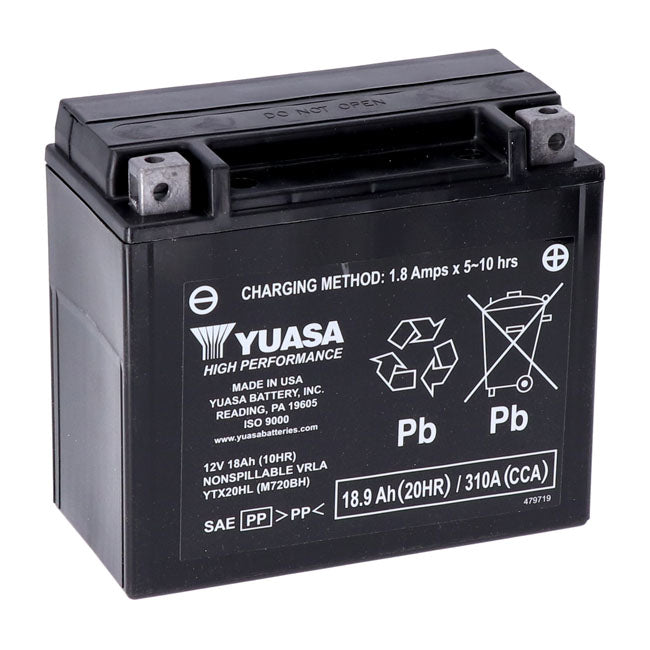 High Performance Agm Battery Ytx20Hl-Wc For Honda: 02-11 VTX1800C, F, N, R Retro, S 1800cc