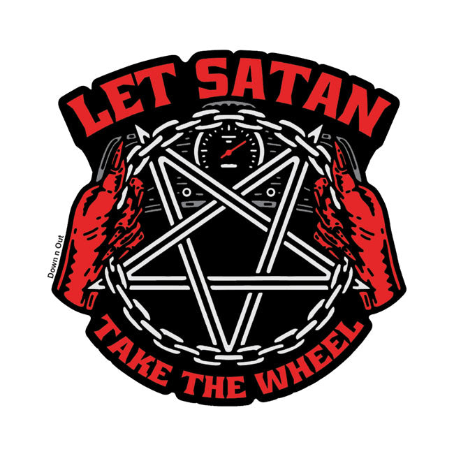 Satan Take The Wheel Sticker