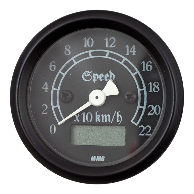 Ultra Mini 48 MM Black Face Plate & Warm White Illumination Electronic Speedo Classic Black