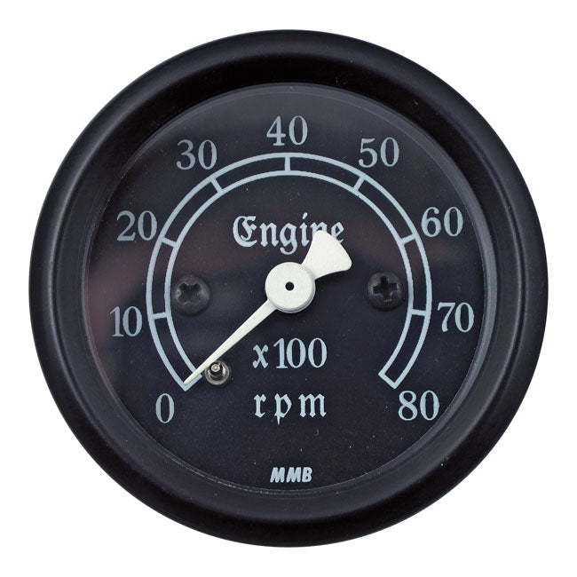Ultra Mini 48 MM Tachometer Classic 8000 RPM Black / Red
