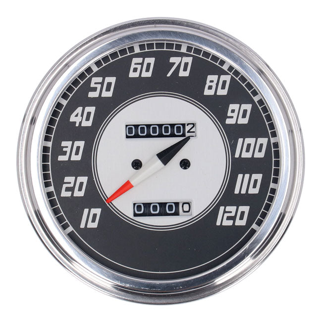 FL Speedometer 46-47 Face Silver / Black 2.24:1 Mph