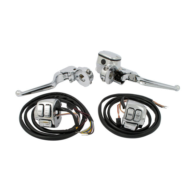 Handlebar Control Kit Chrome - 9/16 Inch Bore For 96-13 BTEXCL 11-13 Softail