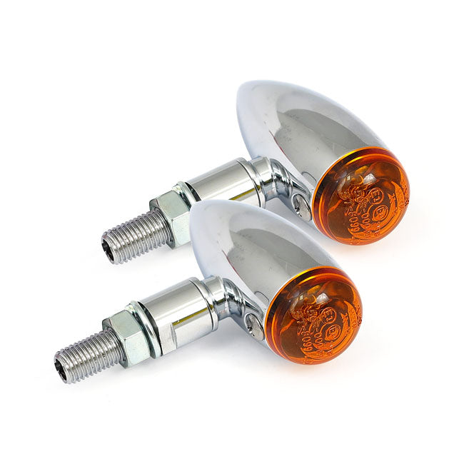 Micro Bullet Turn Signals Chrome Plain