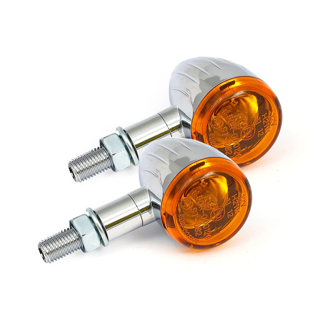 Mini Bullet Turn Signals Chrome Grooved