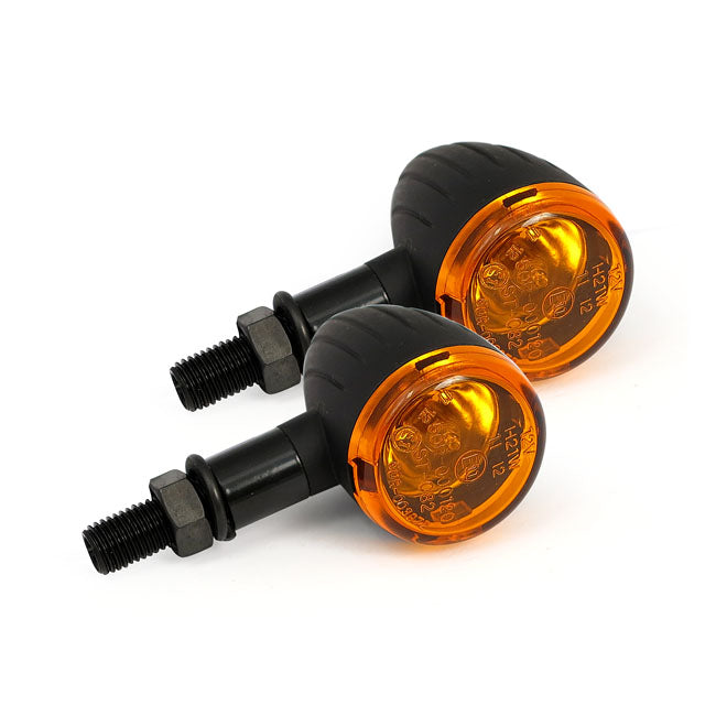 Mini Bullet Turn Signals Black Grooved