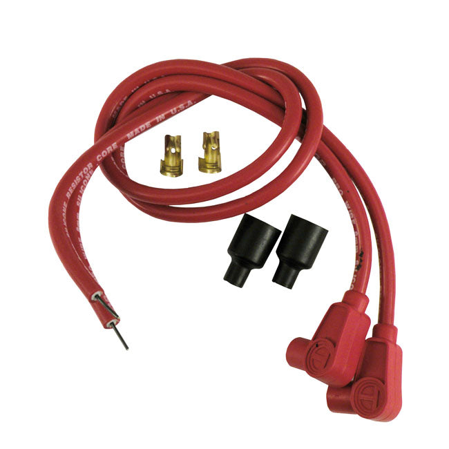 8 MM Carbon Core Universal Spark Plug Wire Set Red - 90 Degree