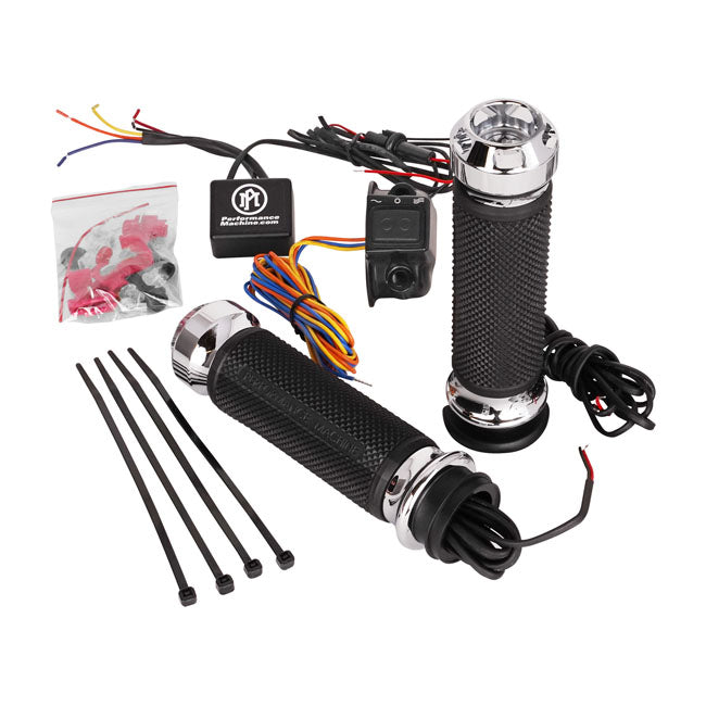 Apex Heated Grips Chrome For 08-21 H-D With E-Throttle