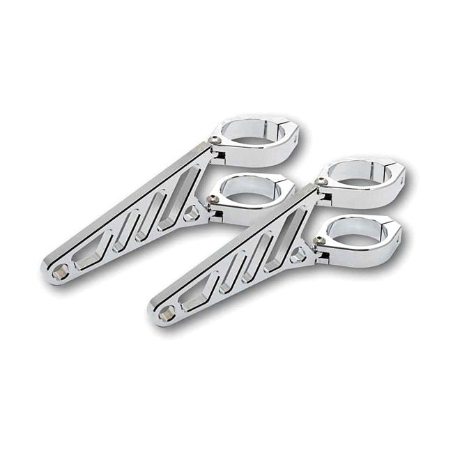 Fingers Adjustable Headlamp Bracket Assembly Chrome - Long 35-37mm