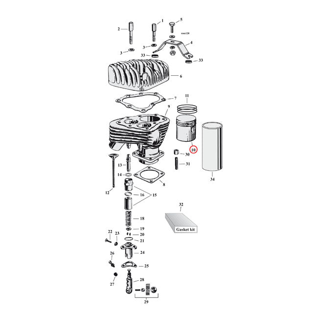 Replacement 45" Flathead Piston Kit +.010"