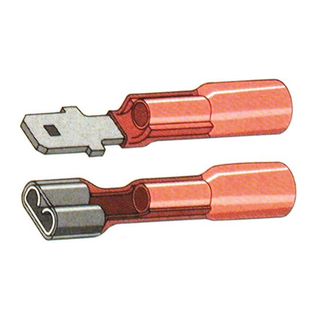 Slide-On Terminal Connectors Red - 1/4 Inch Male