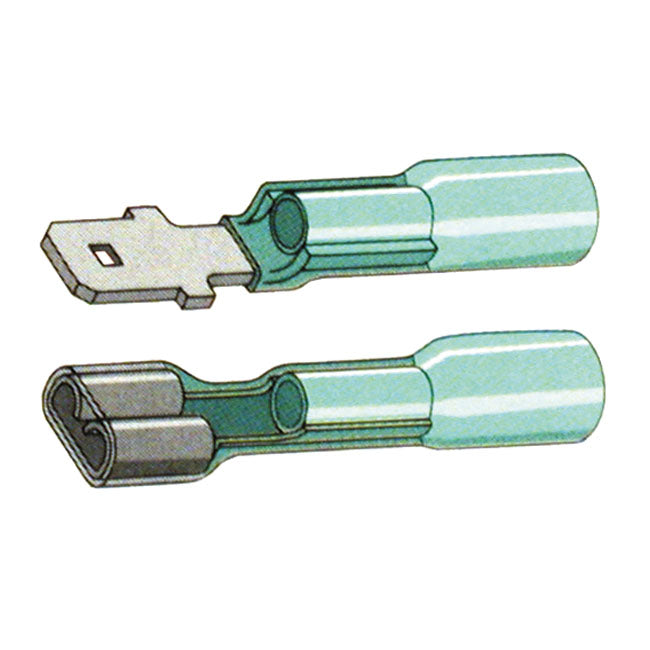 Slide-On Terminal Connectors Blue - 1/4 Inch Male