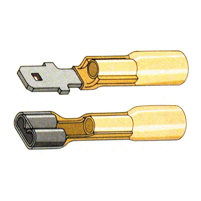 Slide-On Terminal Connectors Yellow - 1/4 Inch Male