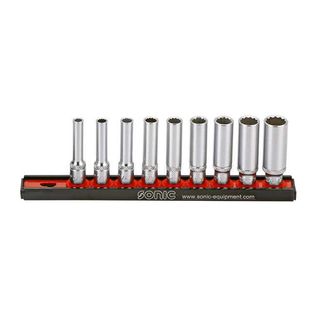 Deep Socket Rail Set 1/4" - 9 Pieces - US/SAE Sizes