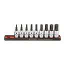 Hex Bit Socket Rail Set 3/8" - 9 Pieces - US/SAE Sizes