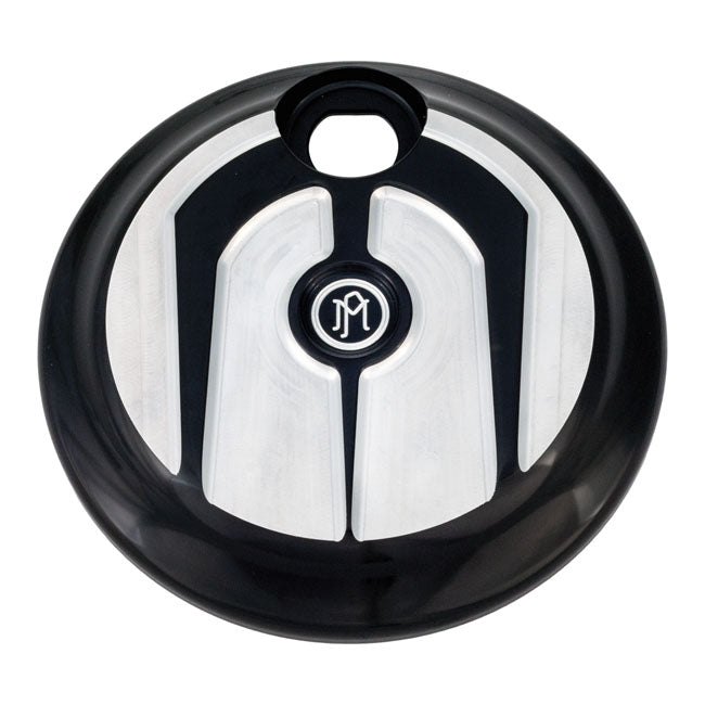 Scallop Touring Fuel Tank Door Cover Black Anodized Contrast Cut