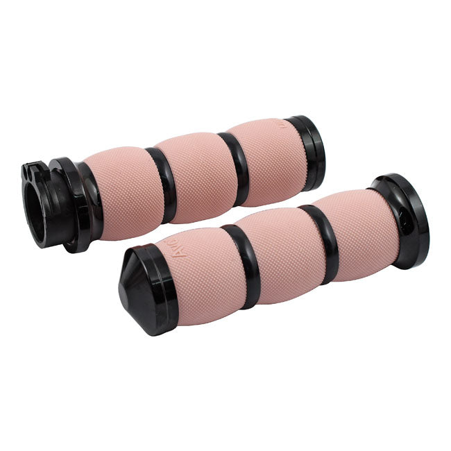 Air Cushioned Grips Black Anodized / Pink For 74-21 H-D With Single Or Dual Throttle Cables (Excl. Street)