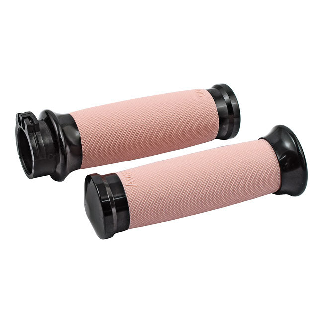 Custom Contour Grips Black Anodized / Pink For 96-21 H-D With Dual Throttle Cables (Excl. Street)