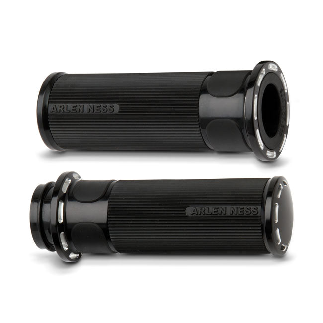 Fusion Billet Slot Track Grips Black For 74-21 H-D With Single Or Dual Throttle Cables (Excl. Street)