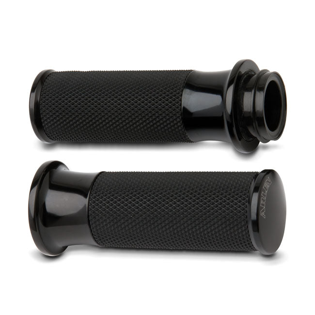 Fusion Billet Smooth Grips Black For 74-21 H-D With Single Or Dual Throttle Cables (Excl. Street)