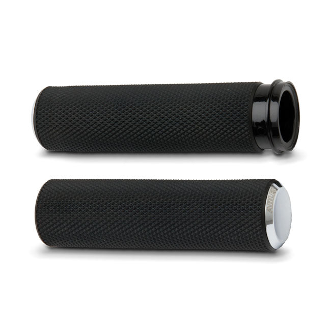 Knurled Fusion Grips Chrome For 74-21 H-D With Single Or Dual Throttle Cables (Excl. Street)