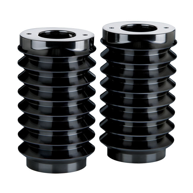 Retro Fork Boots Black Contrast Machined For 86-13 FLHT