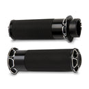 Fusion Billet Beveled Grips Black For 74-21 H-D With Single Or Dual Throttle Cables (Excl. Street)