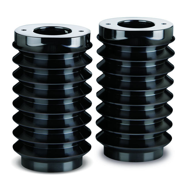 Retro Fork Boots Black Contrast Machined For 87-13 FLST/N/F (NU)