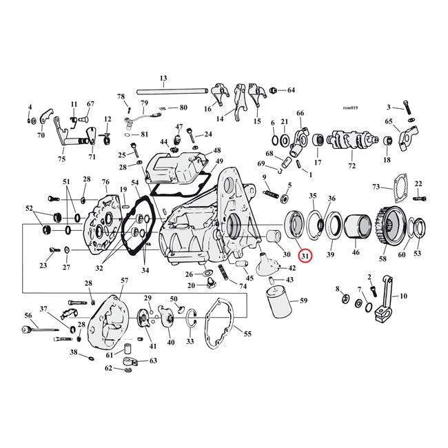 Bearing Left Mainshaft For 80-E84 FLT, FXR NU