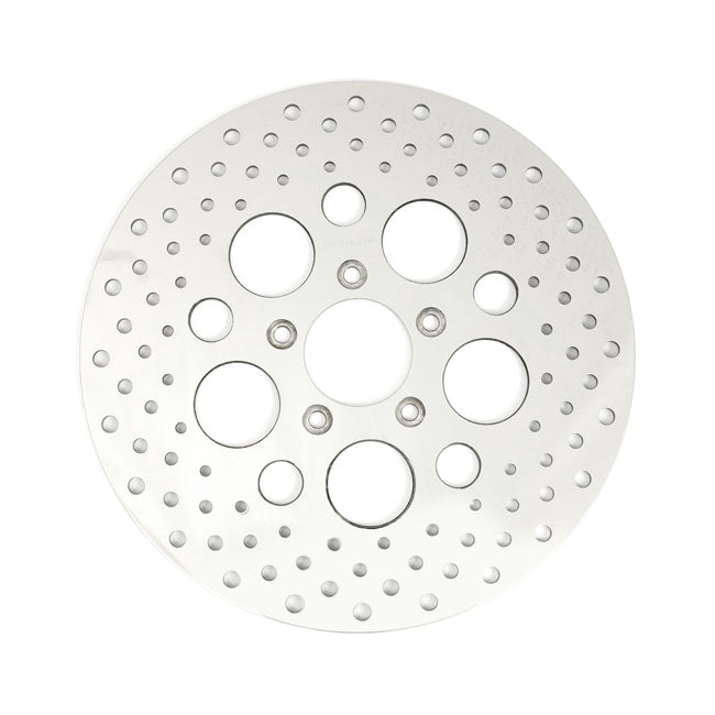 Drilled Front Brake Rotor Polished Stainless - 11.5 Inch