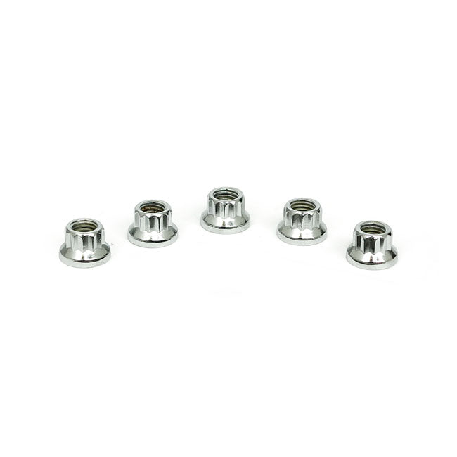 12 Point Nut Chrome - Pack Of 25 - 1/4-28 Inch