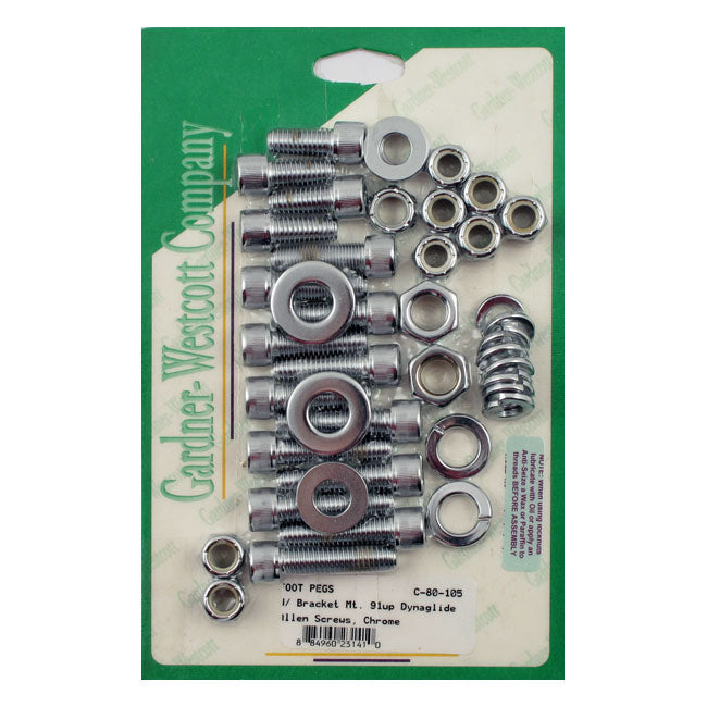 Footpeg & Bracket Mount Kit Chrome For 91-05 Dyna NU