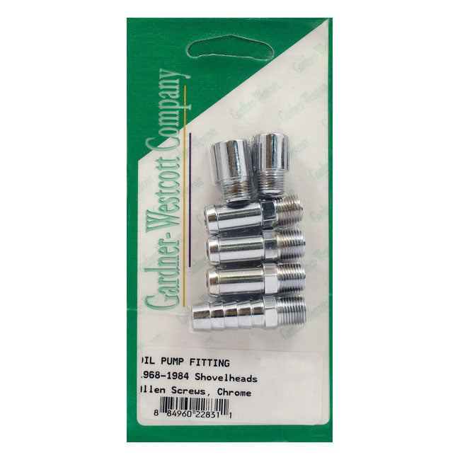 Oil Pump & Line Fitting Set Chrome For 68-84 Shovelhead
