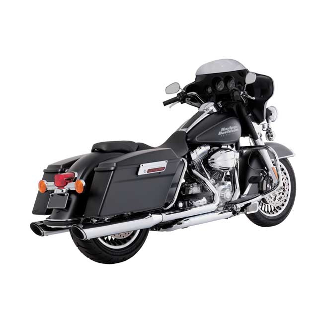 Twin Slash Round 4 Inch Slip-Ons Chrome For 95-16 FLT/Touring NU