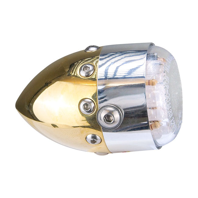 Retro LED Taillight Polished Brass With Aluminum Front Ring