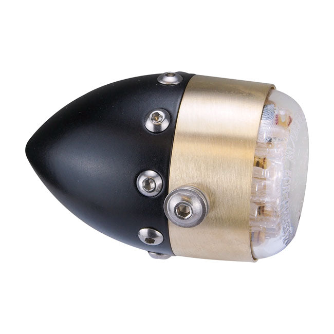 Retro LED Taillight Matt Black With Brass Front Ring