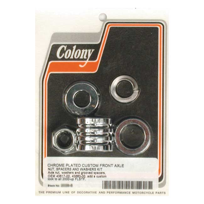 Grooved Front Axle Spacer Kit Chrome For 00-UP FLSTF/I